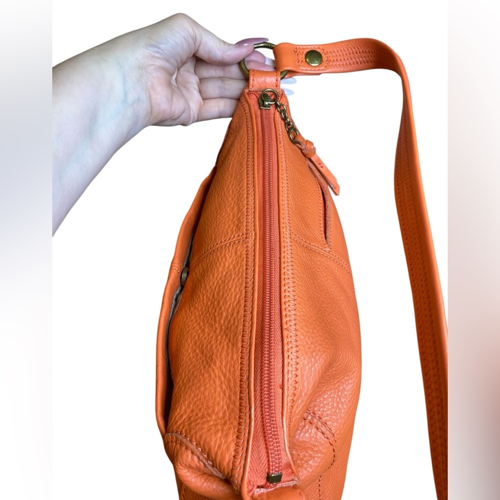 The Sak Iris Medium Orange Leather Hobo Shoulder Bag - Picture 6 of 16